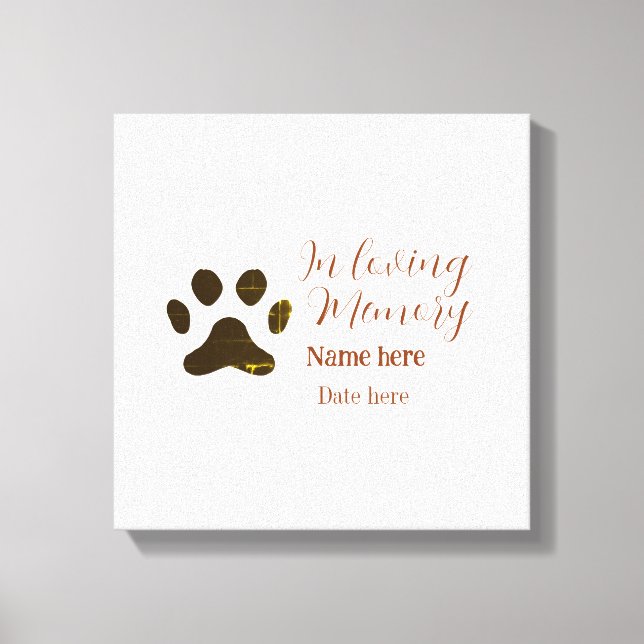 In loving memory memorial keepsake add pet name canvas print (Front)