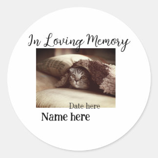 In loving memory memorial keepsake add pet name classic round sticker