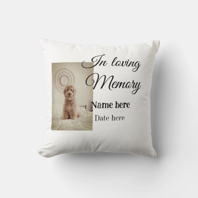 In loving memory memorial keepsake add pet name cushion (Front)