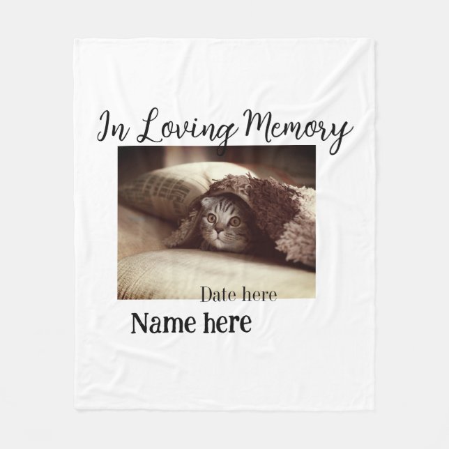 In loving memory memorial keepsake add pet name fleece blanket (Front)