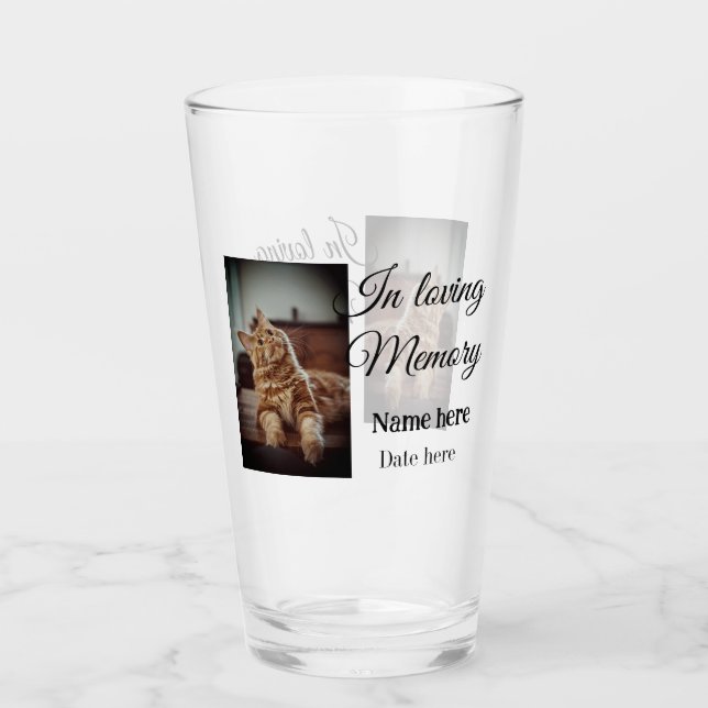 In loving memory memorial keepsake add pet name glass (Front)