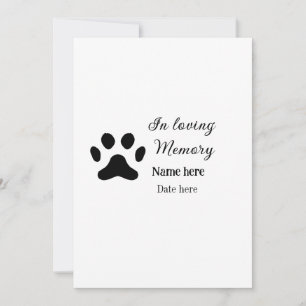 In loving memory memorial keepsake add pet name invitation