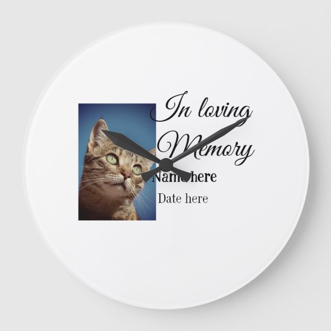 In loving memory memorial keepsake add pet name large clock (Front)