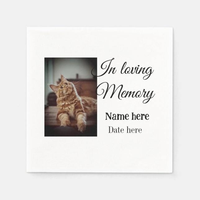 In loving memory memorial keepsake add pet name napkin (Front)