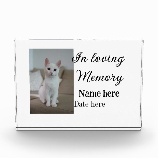 In loving memory memorial keepsake add pet name photo block (Front)