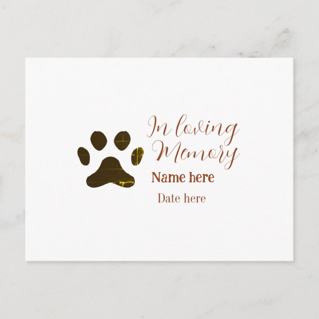 In loving memory memorial keepsake add pet name postcard (Front)