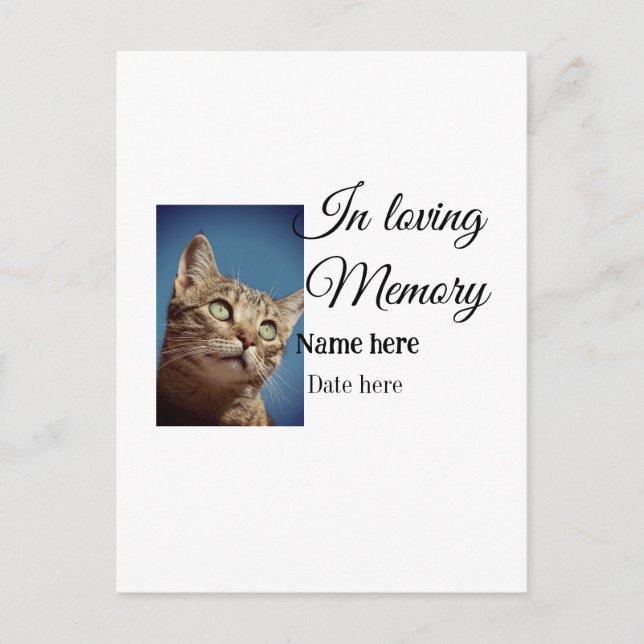 In loving memory memorial keepsake add pet name postcard (Front)