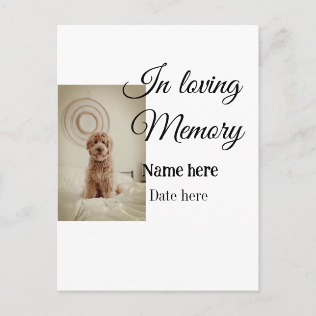 In loving memory memorial keepsake add pet name postcard (Front)