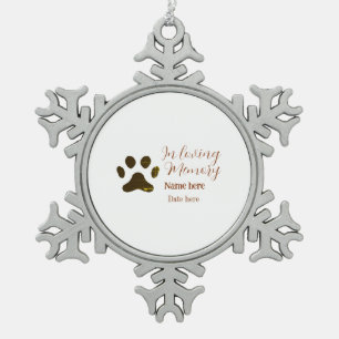 In loving memory memorial keepsake add pet name snowflake pewter christmas ornament