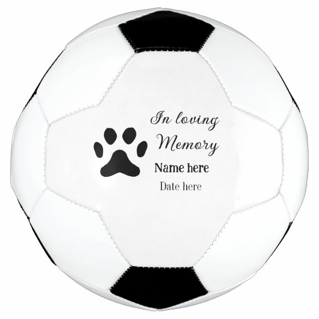 In loving memory memorial keepsake add pet name soccer ball (Front)
