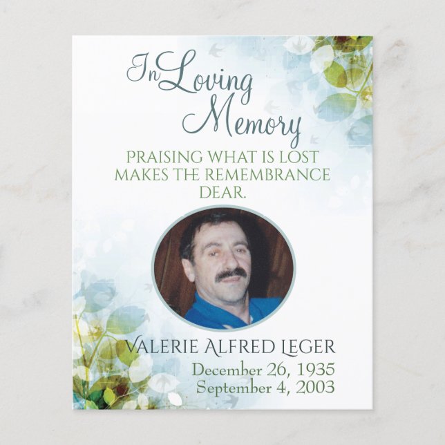 In Loving Memory Memorial Keepsake Sympathy Card (Front)