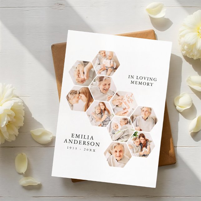 In Loving Memory Memorial Modern 10 Photos Card (Creator Uploaded)