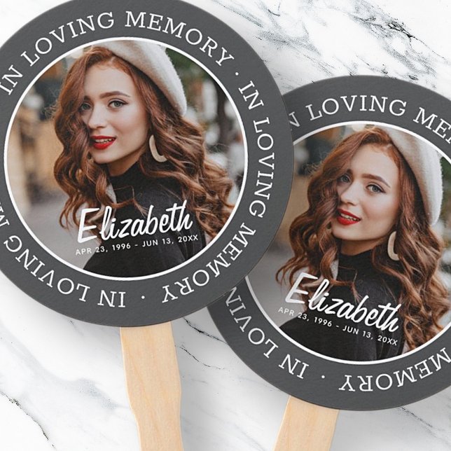In Loving Memory Memorial Modern Custom Photo Hand Fan (Creator Uploaded)