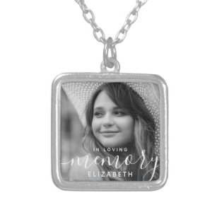 In Loving Memory Memorial Modern Elegant Photo Silver Plated Necklace