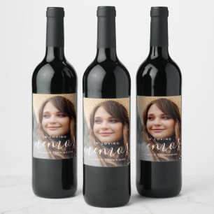 In Loving Memory Memorial Modern Elegant Photo Wine Label
