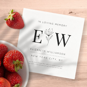In Loving Memory Memorial Modern Quote Foliage Napkin