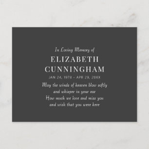 In Loving Memory Memorial Modern Simple Announcement Postcard