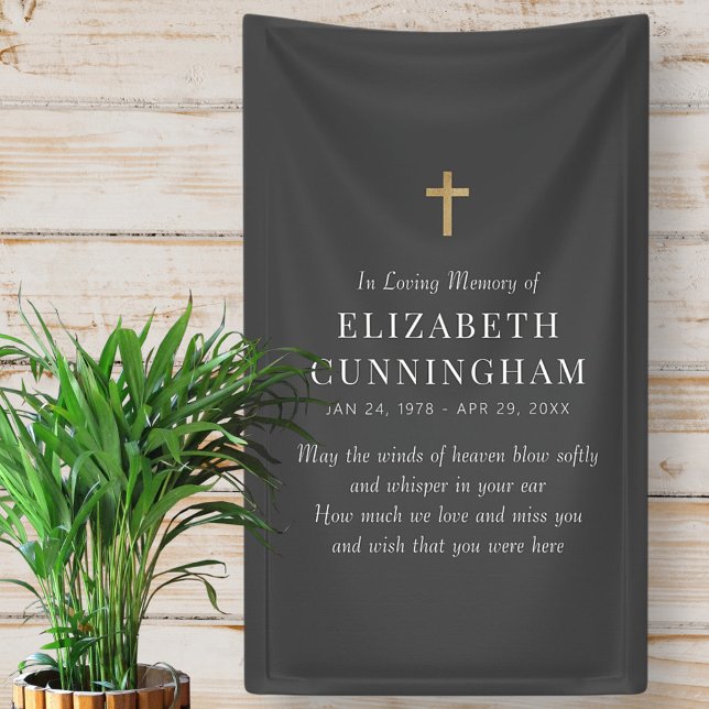 In Loving Memory Memorial Modern Simple Cross Banner (Creator Uploaded)
