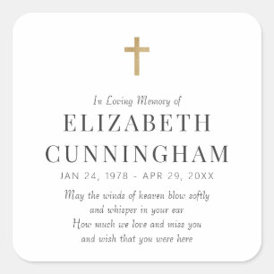 In Loving Memory Memorial Modern Simple Cross Square Sticker