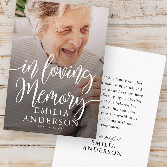 In Loving Memory Memorial Modern Simple Photo Card (Creator Uploaded)