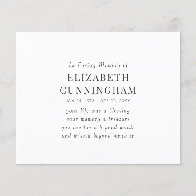 In Loving Memory Memorial Modern Simple Quote (Front)