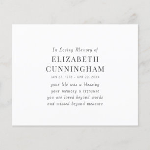 In Loving Memory Memorial Modern Simple Quote