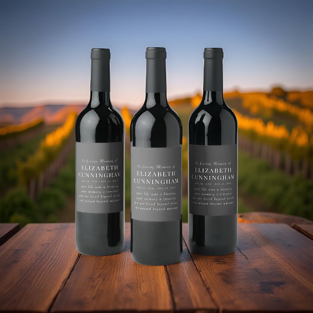 In Loving Memory Memorial Modern Simple Quote Wine Label (Creator Uploaded)