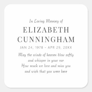 In Loving Memory Memorial Modern Simple Square Sticker