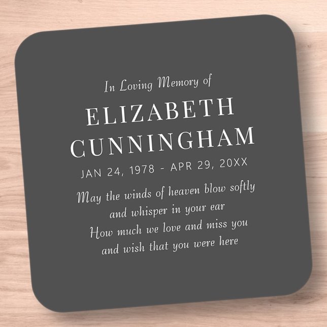 In Loving Memory Memorial Modern Simple Square Sticker (Creator Uploaded)