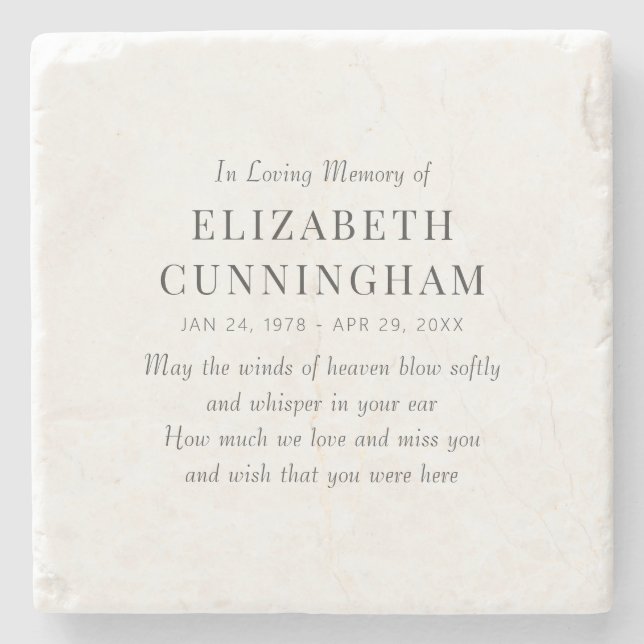 In Loving Memory Memorial Modern Simple Stone Coaster (Front)