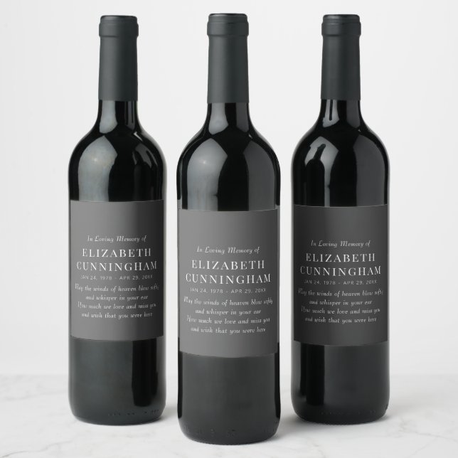 In Loving Memory Memorial Modern Simple Wine Label (Bottles)