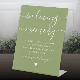 In Loving Memory Memorial Moss Green Wedding Pedestal Sign