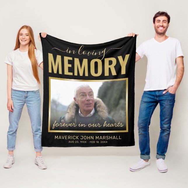 In Loving Memory Memorial Picture Fleece Blanket (In Situ)
