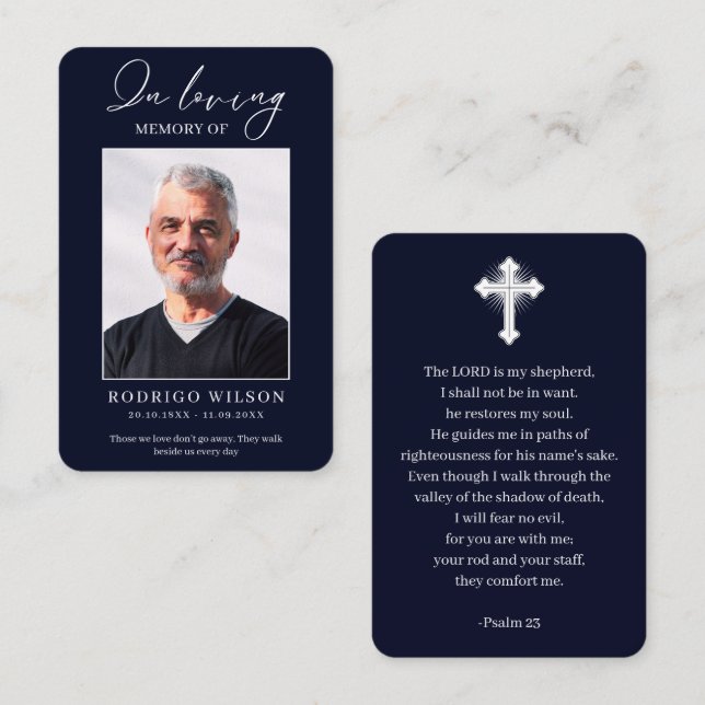 In Loving Memory Memorial Prayer Photo Cards (Front/Back)