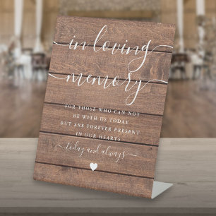 In Loving Memory Memorial Rustic Barn Wood Wedding Pedestal Sign