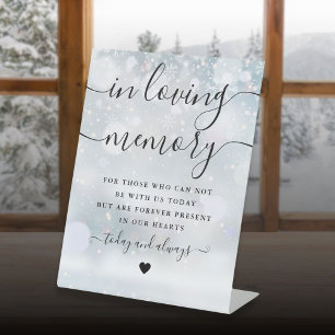 In Loving Memory Memorial Winter Wedding Pedestal Sign