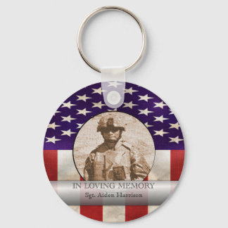 In Loving Memory Military Photo Personalised Key Ring