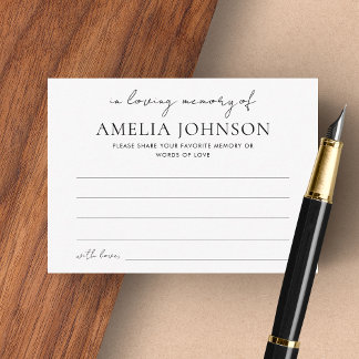 "In Loving Memory" Minimalist Funeral Card