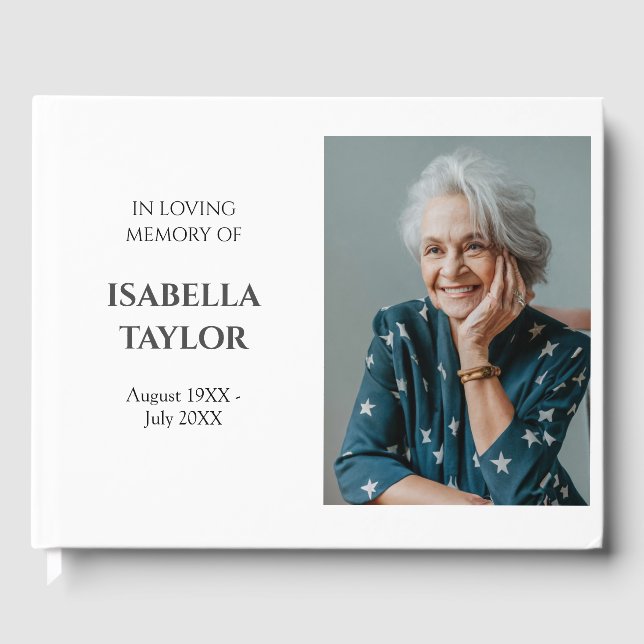 In Loving Memory Minimalist Modern Classic Funeral Guest Book (Front)
