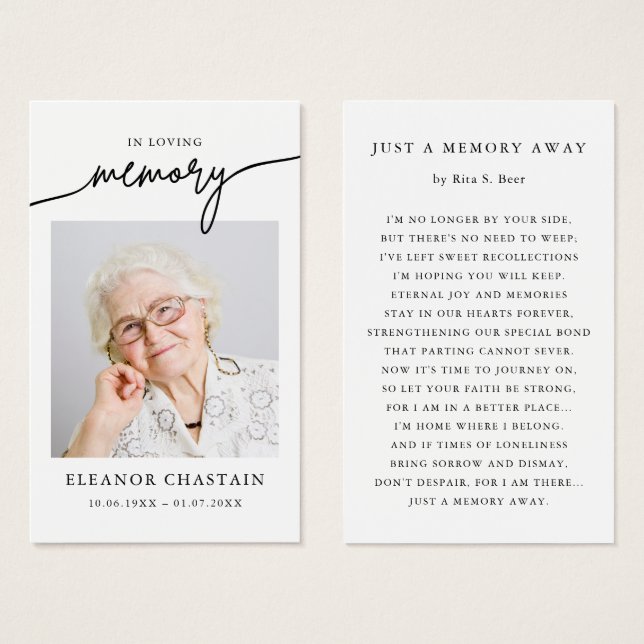 In Loving Memory Minimalist Photo Sympathy Cards (Front & Back)