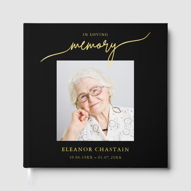 In Loving Memory Minimalist Photo Sympathy Guest Book (Front)