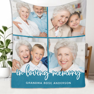 In Loving Memory Modern 4 Custom Photo Collage Fleece Blanket