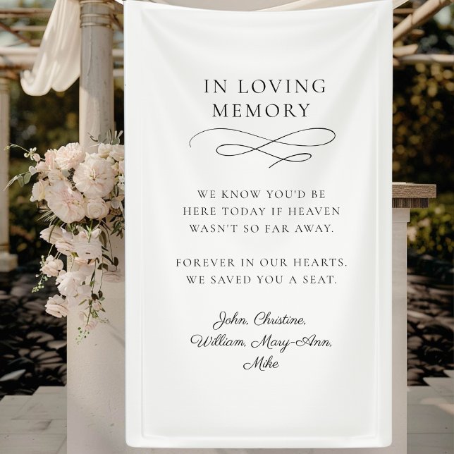 "In Loving Memory" Modern, Calligraphy, Wedding  Banner (Personalized Banner "WE KNOW YOU'D BE HERE TODAY IF HEAVEN WASN'T SO FAR AWAY. )