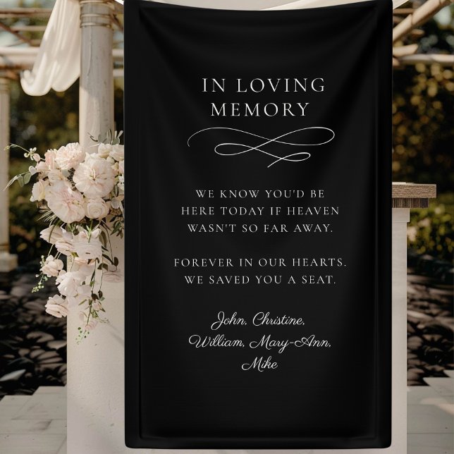 "In Loving Memory" Modern, Calligraphy, Wedding  Banner (Personalized Banner "WE KNOW YOU'D BE HERE TODAY IF HEAVEN WASN'T SO FAR AWAY. )