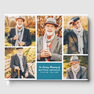 In Loving Memory Modern Colour Photo Collage Guest Book
