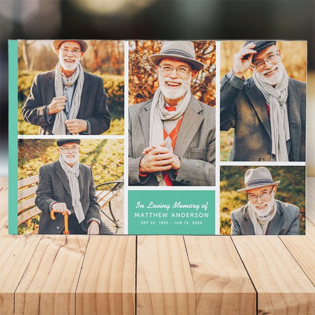In Loving Memory Modern Colour Photo Collage Guest Book (Creator Uploaded)