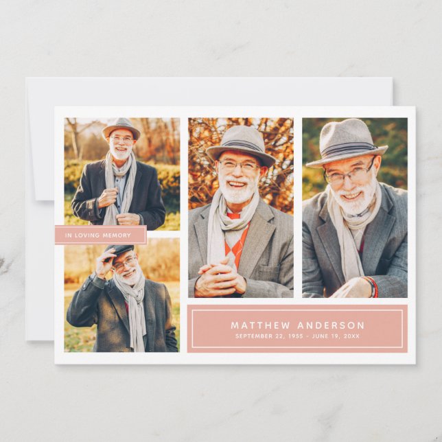 In Loving Memory Modern Colour Photo Thank You Card (Front)