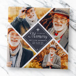 In Loving Memory Modern Cross Multi Photo Template 15 Cm Square Badge<br><div class="desc">This simple and classic design is composed of serif typography and add a custom photo. "In Loving Memory" in the middle and surrounded by four photos of your family or pet</div>