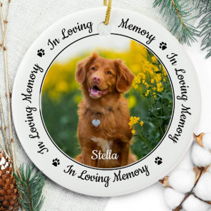 In Loving Memory Modern Dog Photo Pet Memorial Ceramic Tree Decoration