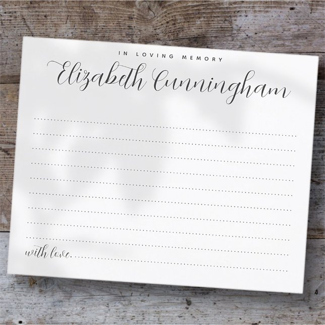 In Loving Memory Modern Elegant Attendance Card (Creator Uploaded)